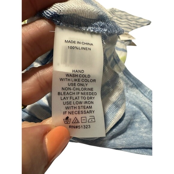 NWT Vince Camuto $69 Sz Small Striped 100% Linen Shirt Top Short‎ Sleeve #N8-1 - Picture 6 of 8